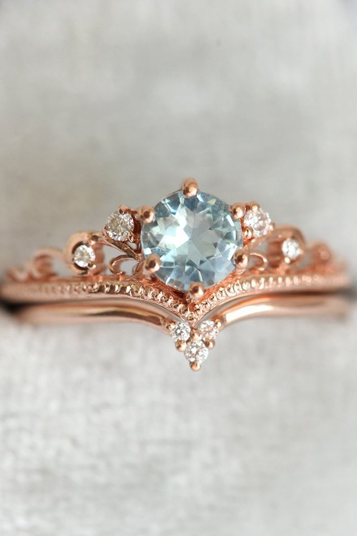 Unique Aquamarine Engagement Ring in Yellow Gold – Unique Engagement Rings  NYC | Custom Jewelry by Dana Walden Bridal