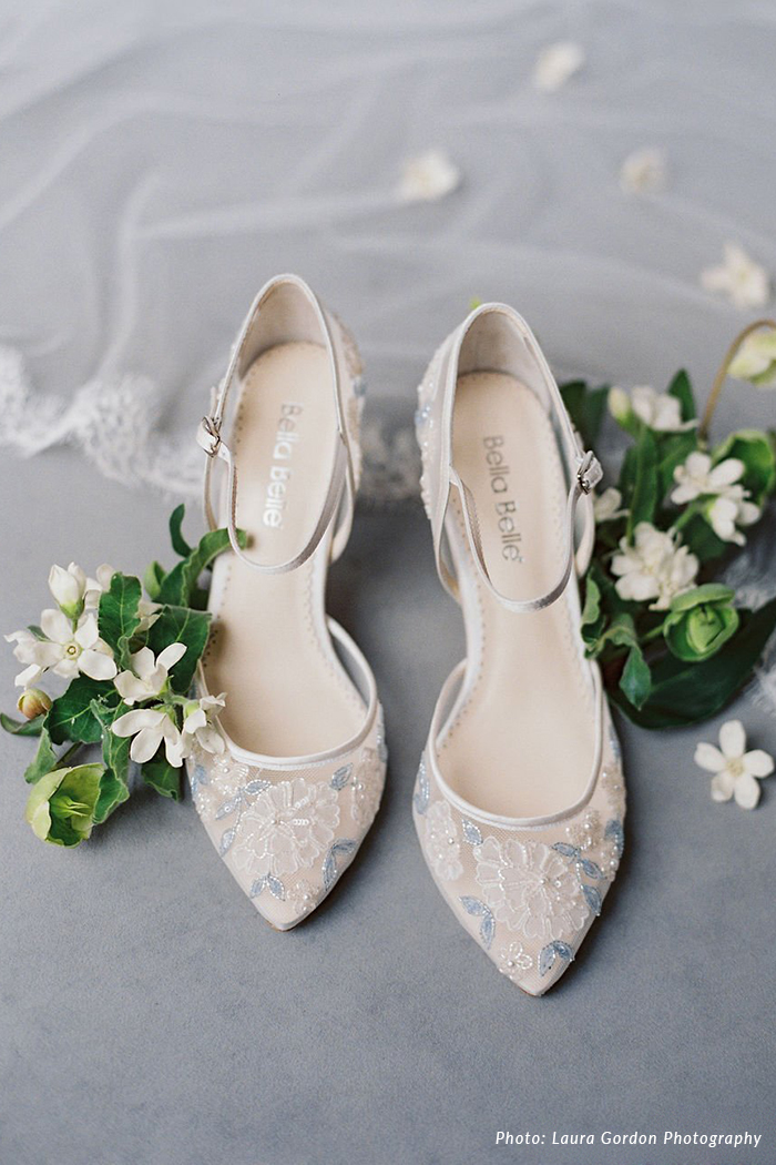light blue floral heels