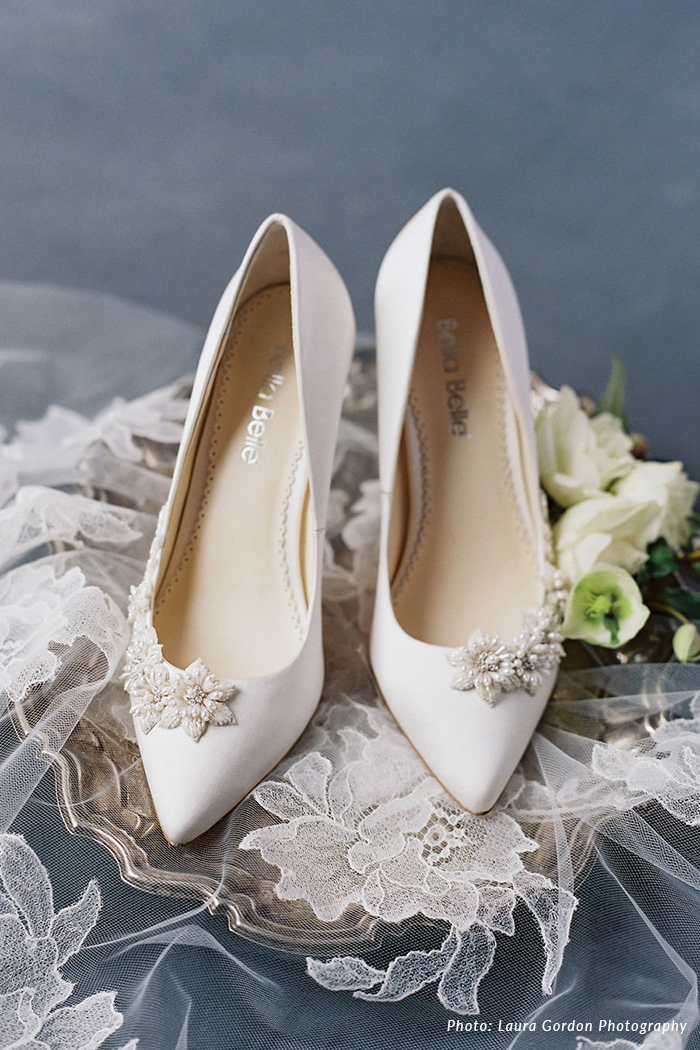 Jasmine 3D Floral Luminous Pearl Beads Heels | Praise Wedding Shop