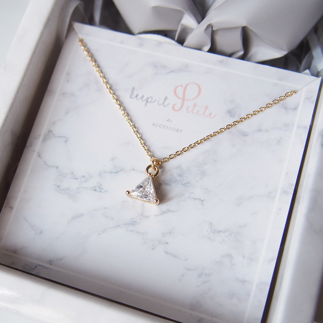 Triangular Zircon Necklace with Mini Keepsake Bouquet Gift Set - Praise
