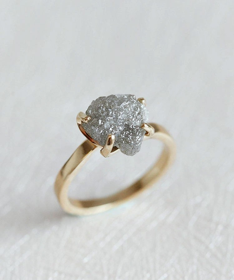 polished uncut diamond ring